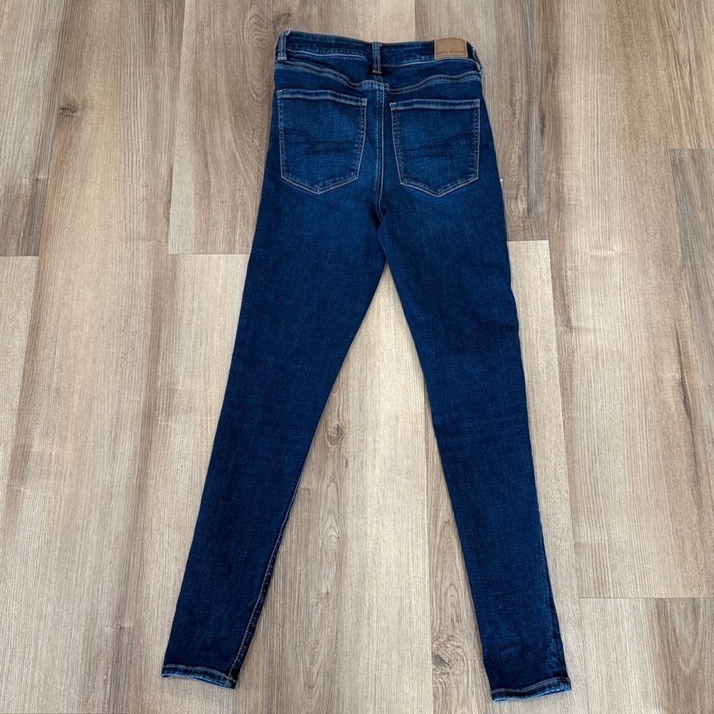 American Eagle Super High Rise Jegging Dark Wash Denim Skinny Jeans Size 2 - Picture 7 of 8